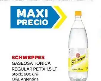 Carrefour Maxi Schweppes Gaseosa Tonica Regular Pet x 1.5Lt oferta