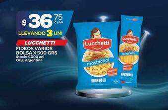 Carrefour Maxi Lucchetti Fideos Varios Bolsa x 500grs oferta