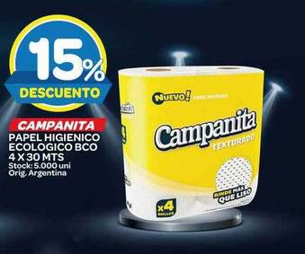 Carrefour Maxi Campanita Papel Higienico Ecologico Bco 4 x 30mts oferta