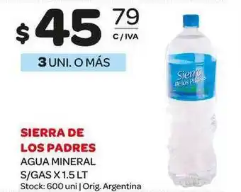 Carrefour Maxi Sierra de Los Padres Agua Mineral S/gas x 1.5Lt oferta