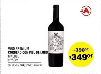 Atomo Conviene Premium Cordero con Piel de Lobo Vino Malbec x 750cc oferta