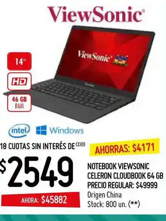 Changomas Viewsonic Celeron Cloudbook 64 GB Notebook oferta