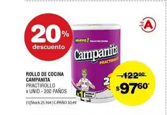 Atomo Conviene Campanita Practirollo Rollo de Cocina x Unid - 200 Paños oferta