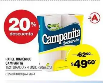 Atomo Conviene Campanita Texturado Papel Higiénico x 4 Unid - 30m c/u oferta
