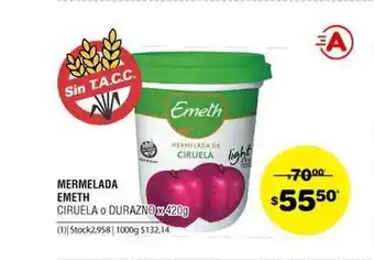 Atomo Conviene Emeth Mermelada Ciruela O Durazno x 420g oferta