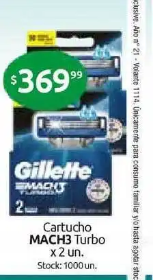 Cordiez Gillette Mach3 Cartucho Turbo x 2 un. oferta