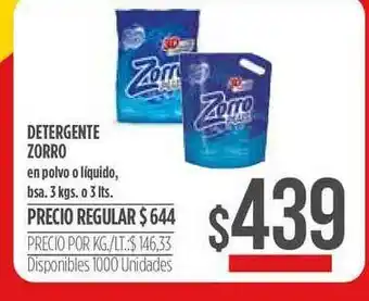Supermercados Vea Detergente Zorro 3lts oferta