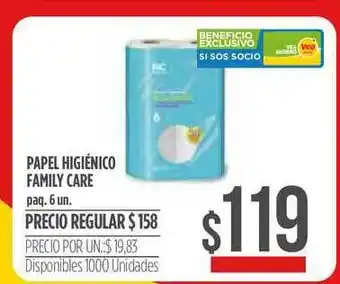 Supermercados Vea Papel Higiénico Family Care paq 6un oferta