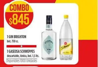 Supermercados Vea 1 Gin Brighton 1 Gaseosa Schweppes 750cc oferta
