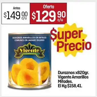 Vigente Duraznos Amarillos Mitades x 820gr.