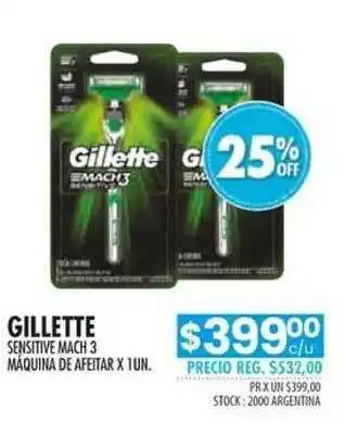 Pigmento Gillette Sensitive Mach 3 Máquina De Afeitar x 1un oferta