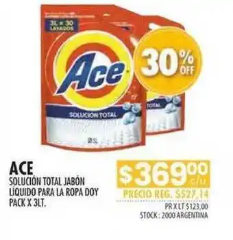 Pigmento Ace Solucion Total Jabon Liquido Para La Ropa Doy Pack x 3lt oferta
