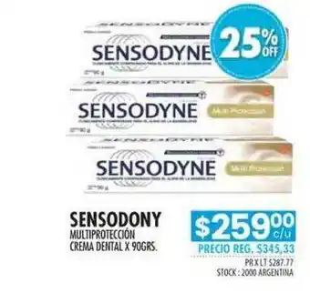 Pigmento Sensodony Multiprotección Crema Dental x 90grs oferta