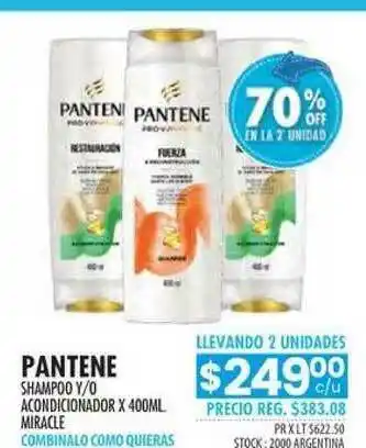Pigmento Pantene Shampoo Y O Acondicionador Miracle 70% Off En La 2a Unidad x 400ml oferta