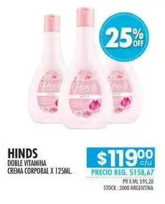 Hinds Doble Vitamina Crema Corporal x 125ml