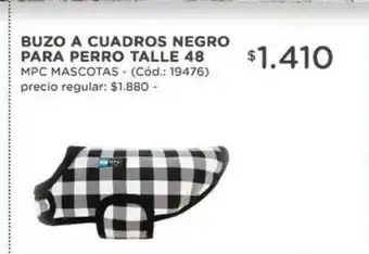 Natural Life Buzo A Cuadros Negro Para Perro Talle 48 Mpc Mascotas oferta