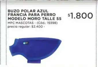 Natural Life Buzo Polar Azul Francia Para Perro Modelo Moro Talle 55 Mpc Mascotas oferta