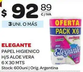 Carrefour Maxi Elegante Papel Higienico H/S Aloe Vera 6 x 30 mts oferta