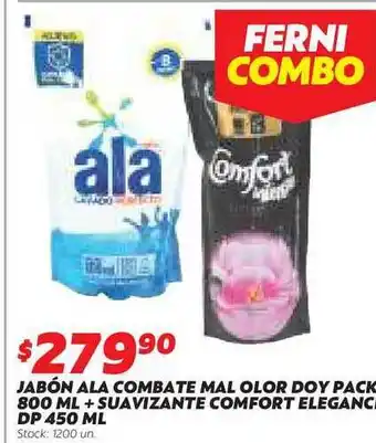 Ferniplast Jabon Ala Combate Mal Olor Doy Pack + Suavizante Comfort Elegance Dp 450ml oferta