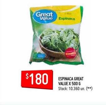 Changomas Great Value Espinaca x 500g oferta