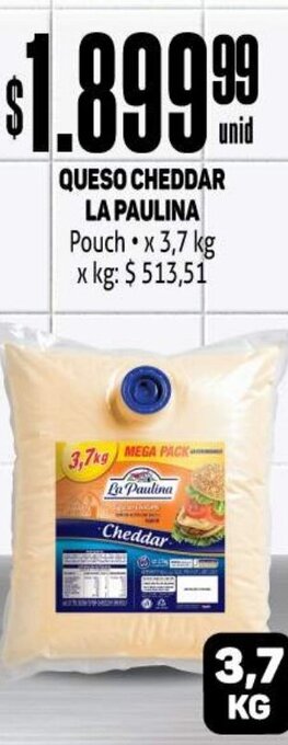 Makro Queso Cheddar La Paulina Pouch x 3,7kg oferta