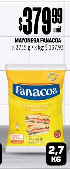 Makro Mayonesa Fanacoa x 2755g oferta