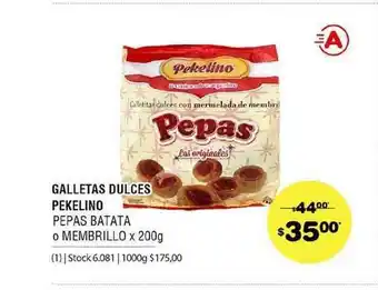 Atomo Conviene Galletas Dulces Pekelino Pepas Batata O Membrillo x 200g oferta