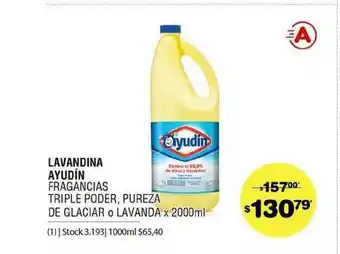 Atomo Conviene Lavandina Ayudin Fragancias Triple Poder Pureza De Glaciar O Lavanda x 200ml oferta