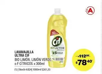 Atomo Conviene Lavavajilla Ultra Cif Bio Limon Limon Verde O F Citricos x300ml oferta