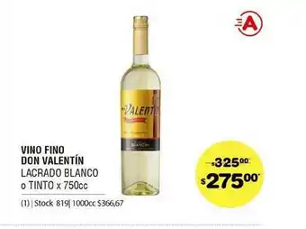 Atomo Conviene Vino Fino Don Valentin Lacrado Blanco O Tinto x 750cc oferta