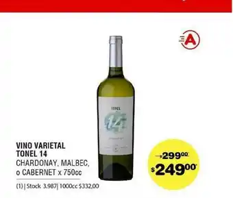 Atomo Conviene Vino Varietal Tonel 14 Chardonay Malbec O Cabernet x 750cc oferta