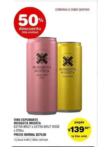 Atomo Conviene Vino Espumante Mosquita Muerta Extra Brut O Extra Brut Rosé 50% Descuento 2da Unidad x 310cc oferta