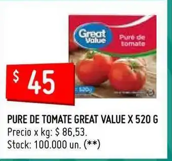 Changomas Great Value Pure de Tomate x 520g oferta