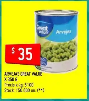 Changomas Great Value Arvejas x 350g oferta