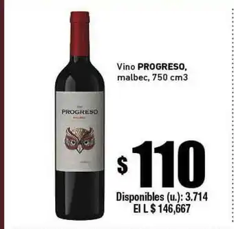Cooperativa Obrera Progreso Malbec Vino 750 cm³ oferta