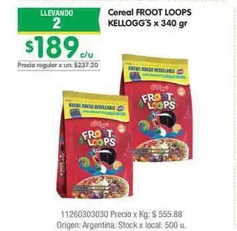 Jumbo Froot Loops Kellogg's Cereal x 340gr oferta