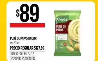 Supermercados Vea Knorr Puré de Papas paq. 125grs. oferta