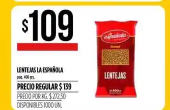 La Española Lentejas paq. 400grs.