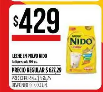 Supermercados Vea Nido Leche en Polvo fortigrow, pch. 800grs oferta