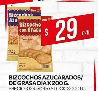 Supermercados DIA Dia Bizcochos Azucarados/de Grasa x 200g oferta