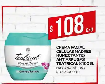 Supermercados DIA Teatrical Crema Facial Celulas Madres Humectante/antiarrugas x 100g oferta