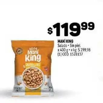 Makro Maní King Salado/ Sin piel x 400g oferta