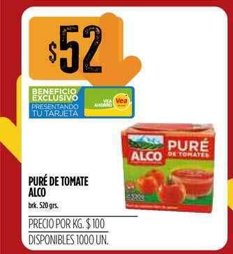 Supermercados Vea Alco Puré de Tomate 520grs. oferta