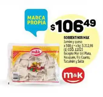 Makro M&K Sorrentinos Jamón y queso x 500g oferta