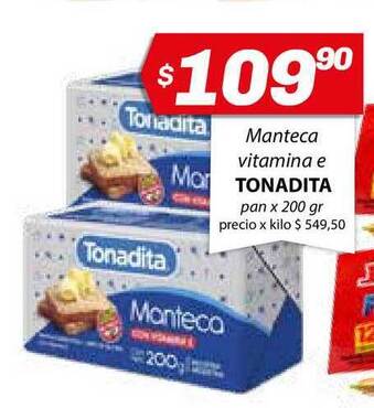 Almacor Tonadita Manteca Vitamina e pan x 200gr oferta