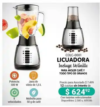 Cooperativa Obrera Licuadora COLC-0001 Incluye Molinillo oferta