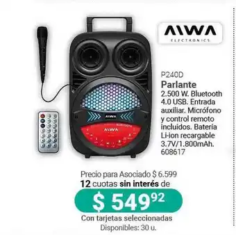 Cooperativa Obrera Aiwa P240D Parlante oferta