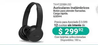 Cooperativa Obrera Auriculares Inalámbricos TAH1205BK/00 oferta