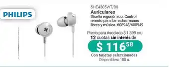 Cooperativa Obrera Auriculares SHE4305WT-00 oferta