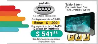 Cooperativa Obrera Coop Tablet Saturn oferta